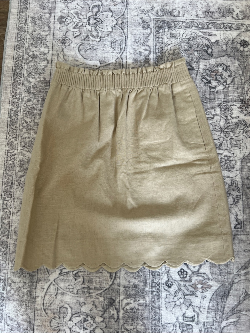 J. Crew Factory Cream Scalloped-Hem Mini Skirt